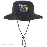 Softball Player Pitches Be Crazy Funny Softball Pitcher Bucket Hat thumb 0