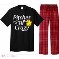 Softball Player Pitches Be Crazy Funny Softball Pitcher Pajama Set thumb 0