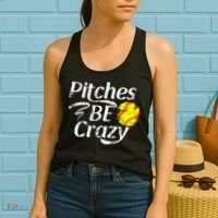 Softball Player Pitches Be Crazy Funny Softball Pitcher Women's Tank Top thumb 2