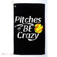Softball Player Pitches Be Crazy Funny Softball Pitcher Golf Towel thumb 0