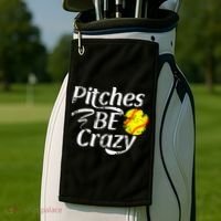 Softball Player Pitches Be Crazy Funny Softball Pitcher Golf Towel thumb 2