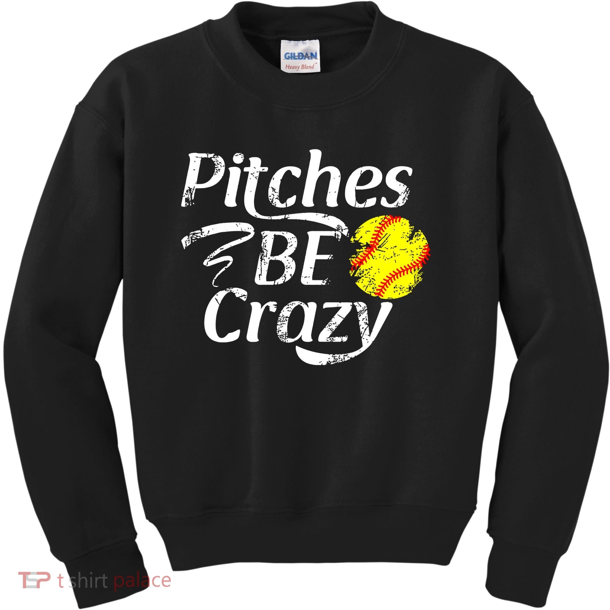Softball Player Pitches Be Crazy Funny Softball Pitcher Kids Sweatshirt