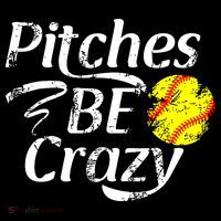 Softball Player Pitches Be Crazy Funny Softball Pitcher Kids T-Shirt thumb 4