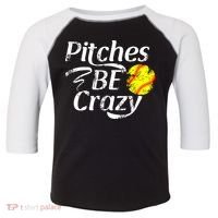 Softball Player Pitches Be Crazy Funny Softball Pitcher Toddler Fine Jersey T-Shirt thumb 0