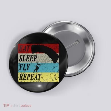 Skydiving Parachute Paraglide Vintage Button