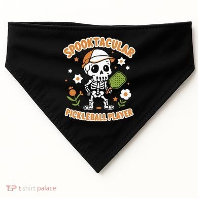 Spooktacular Pickleball Player Ghost Pumpkin Cute Gift USA-Made Doggie Bandana