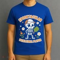 Spooktacular Pickleball Player Ghost Pumpkin Cute Gift T-Shirt thumb 3