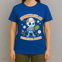 Spooktacular Pickleball Player Ghost Pumpkin Cute Gift T-Shirt thumb 4