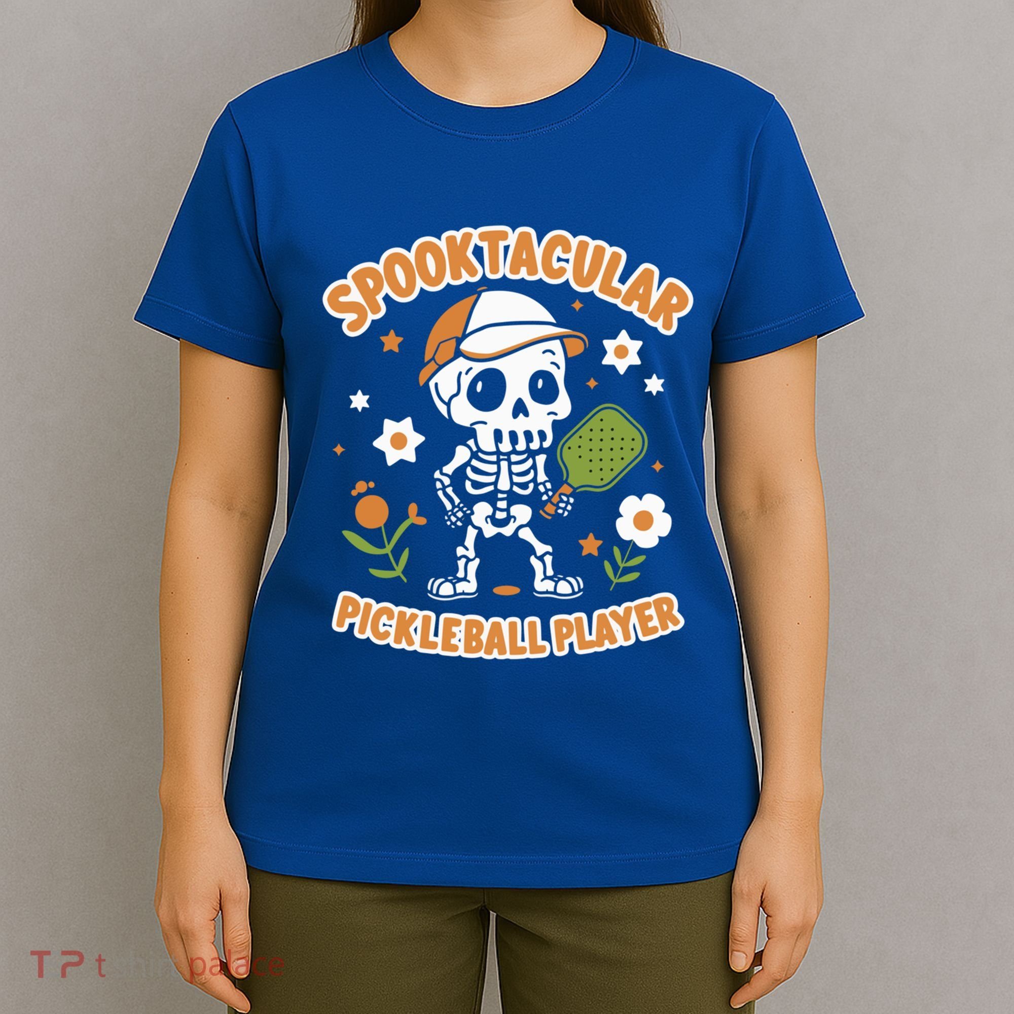 Spooktacular Pickleball Player Ghost Pumpkin Cute Gift T-Shirt