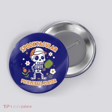 Spooktacular Pickleball Player Ghost Pumpkin Cute Gift Button