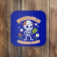 Spooktacular Pickleball Player Ghost Pumpkin Cute Gift Coaster thumb 0
