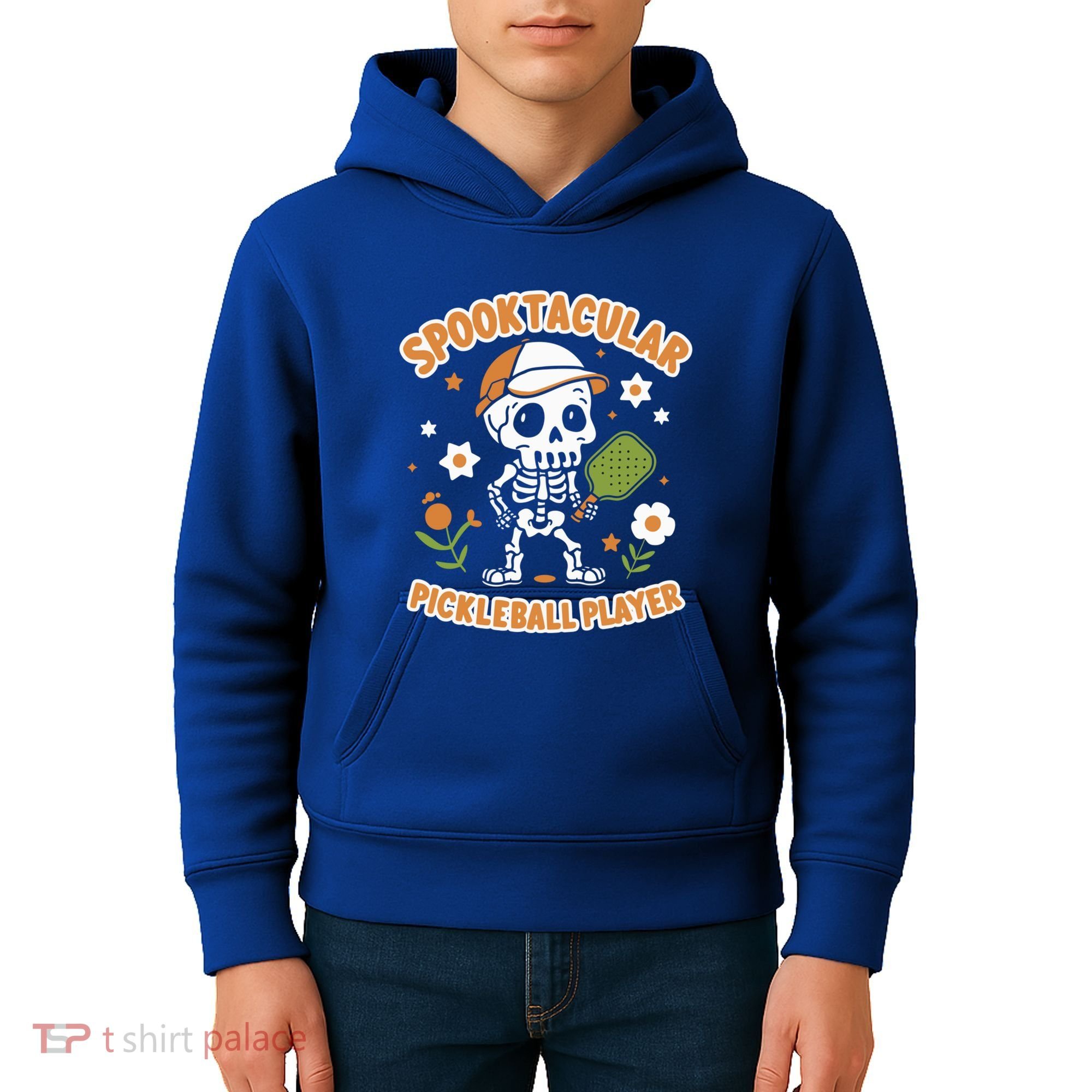 Spooktacular Pickleball Player Ghost Pumpkin Cute Gift Kids Hoodie