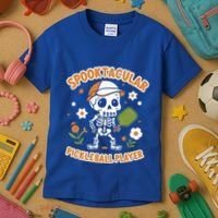 Spooktacular Pickleball Player Ghost Pumpkin Cute Gift Kids T-Shirt thumb 3