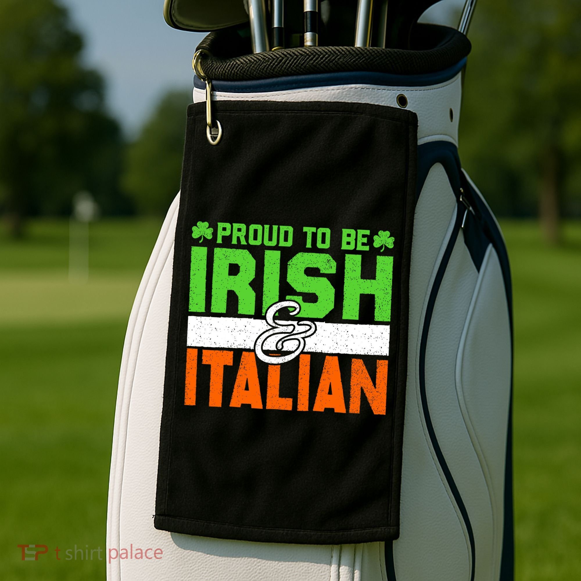 St. Patrick's Paddys Day Irish Italian Green Shamrock Gift Golf Towel