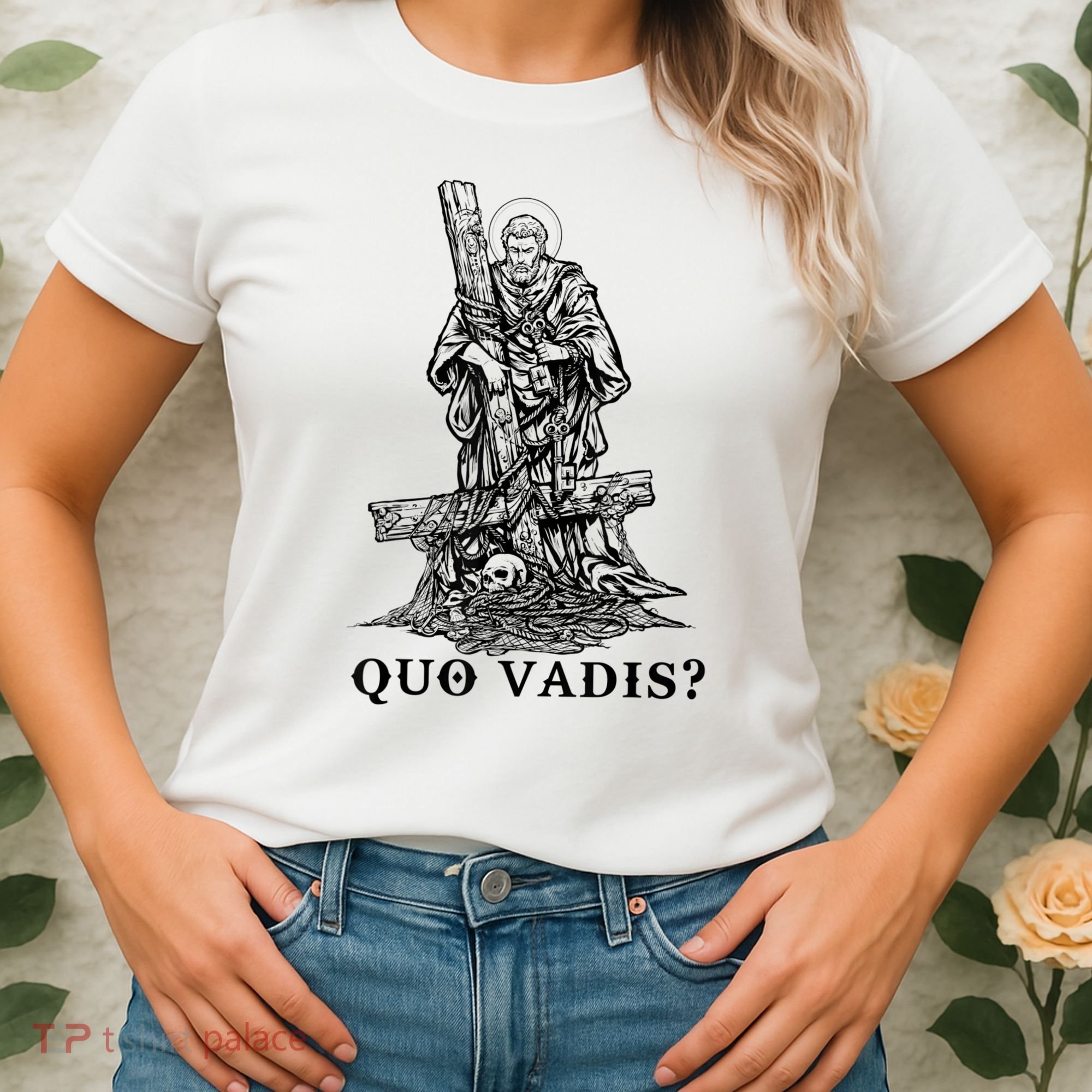 Saint Peter Quo Vadis Catholic Christian Jesus Women's T-Shirt