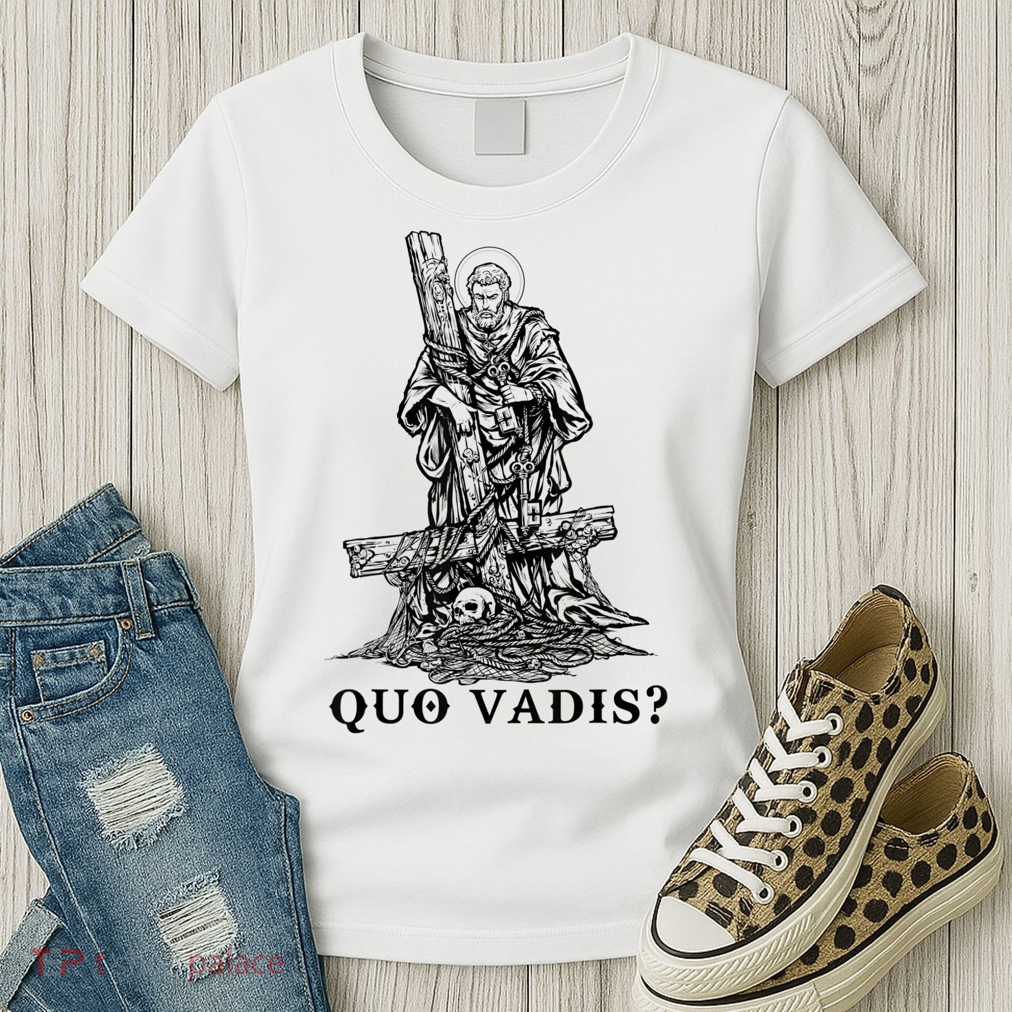 Saint Peter Quo Vadis Catholic Christian Jesus Women's T-Shirt