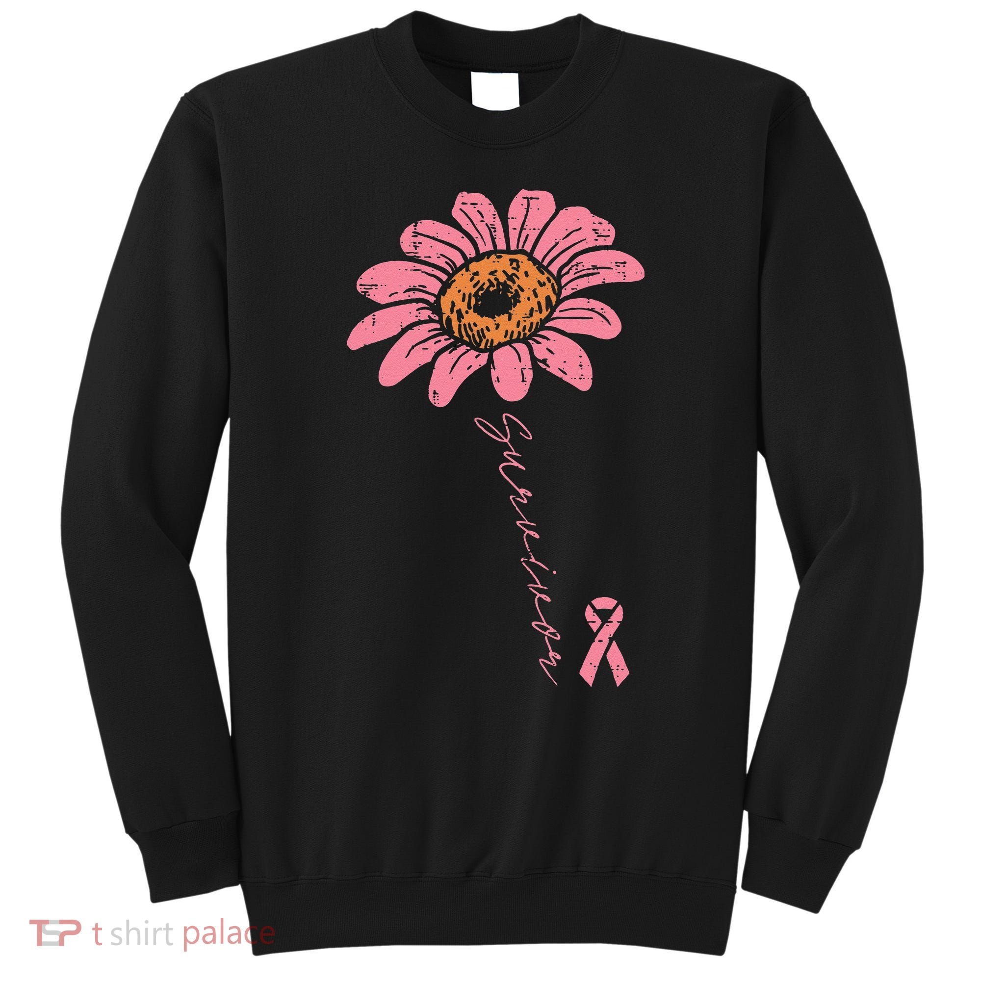 Sunflower Pink Ribbon Breast Cancer Survivor Awareness Sweatshirt