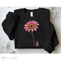 Sunflower Pink Ribbon Breast Cancer Survivor Awareness Sweatshirt thumb 2