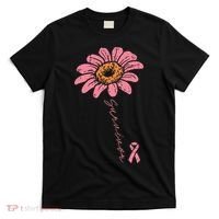 Sunflower Pink Ribbon Breast Cancer Survivor Awareness T-Shirt thumb 0