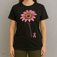 Sunflower Pink Ribbon Breast Cancer Survivor Awareness T-Shirt thumb 4