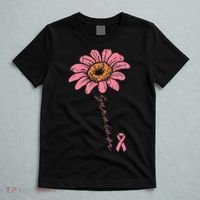 Sunflower Pink Ribbon Breast Cancer Survivor Awareness T-Shirt thumb 5