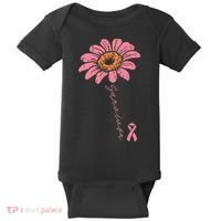 Sunflower Pink Ribbon Breast Cancer Survivor Awareness Baby Bodysuit thumb 0