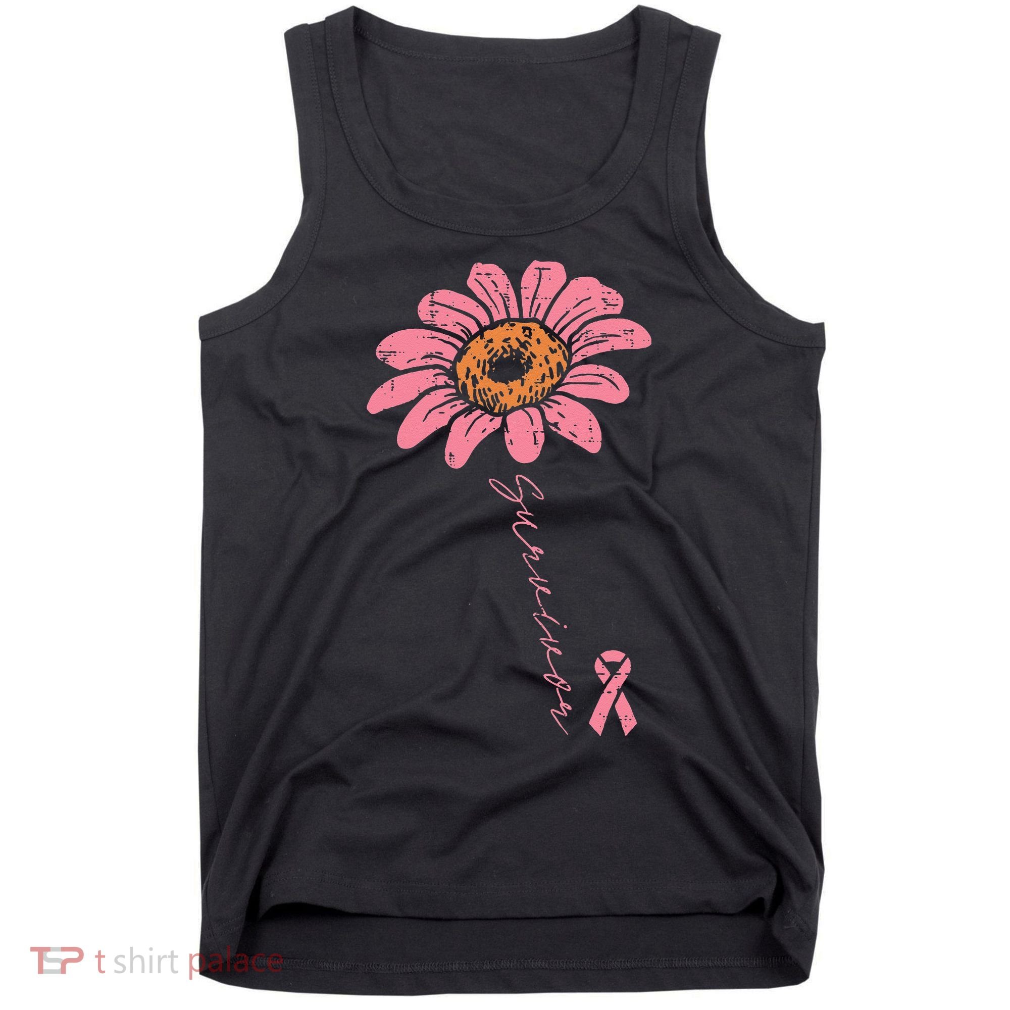 Sunflower Pink Ribbon Breast Cancer Survivor Awareness Tank Top