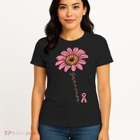 Sunflower Pink Ribbon Breast Cancer Survivor Awareness Women's T-Shirt thumb 4