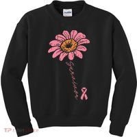 Sunflower Pink Ribbon Breast Cancer Survivor Awareness Kids Sweatshirt thumb 0
