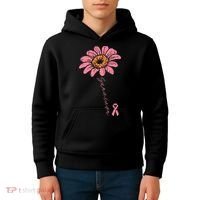 Sunflower Pink Ribbon Breast Cancer Survivor Awareness Kids Hoodie thumb 4