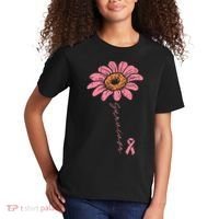 Sunflower Pink Ribbon Breast Cancer Survivor Awareness Kids T-Shirt thumb 2