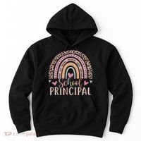 School Principal Rainbow Leopard Funny School Principal Hoodie thumb 0