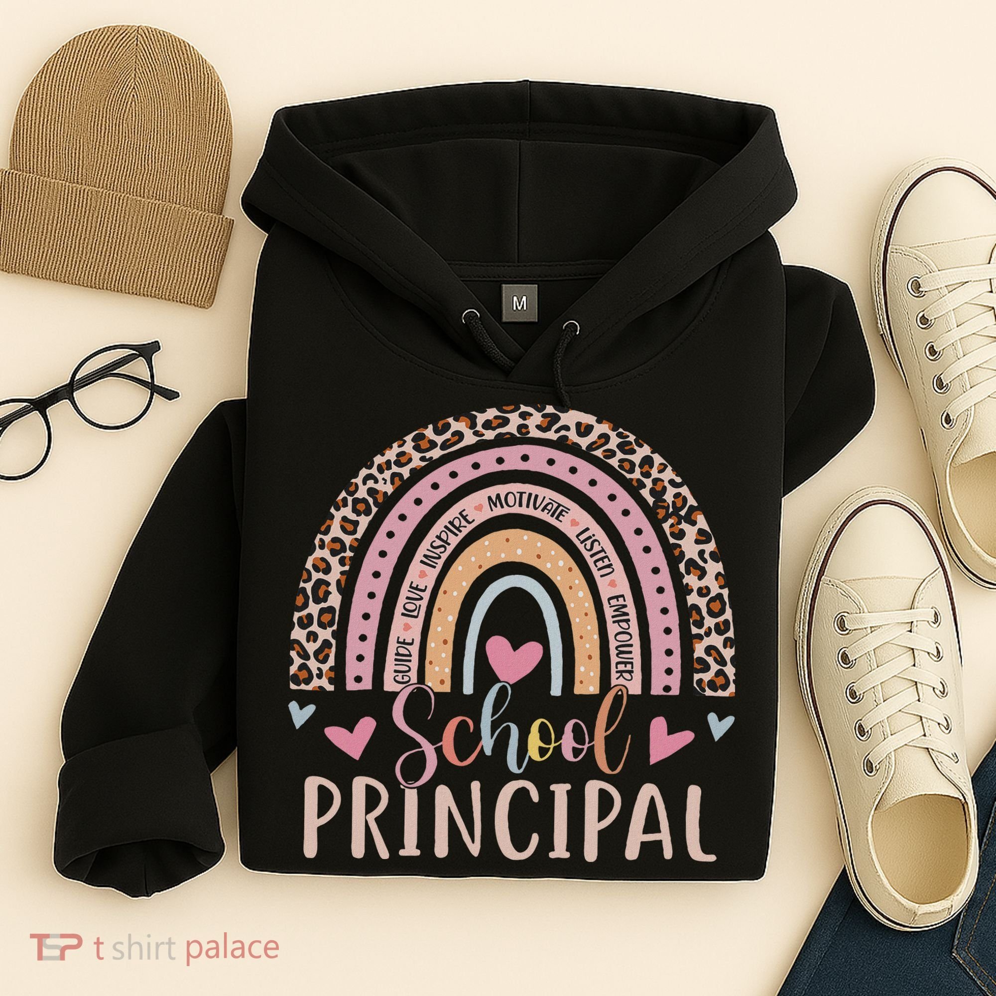 School Principal Rainbow Leopard Funny School Principal Hoodie