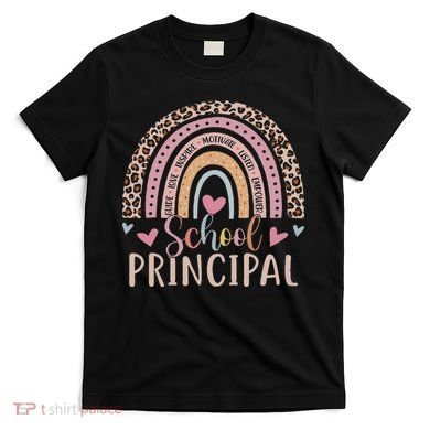 School Principal Rainbow Leopard Funny School Principal T-Shirt