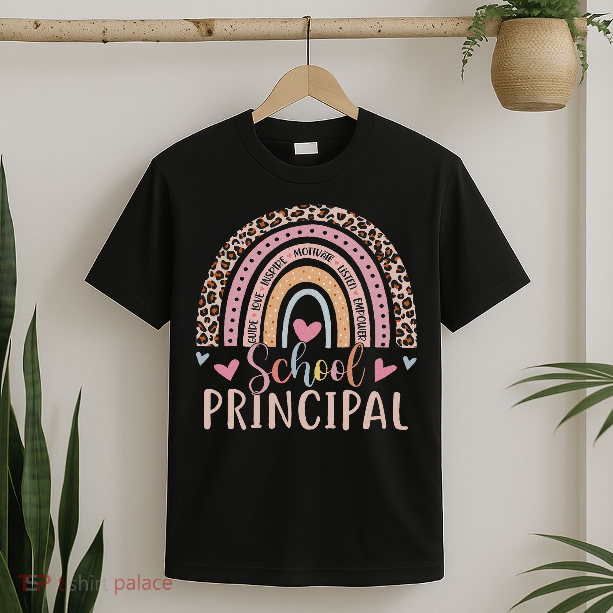 School Principal Rainbow Leopard Funny School Principal T-Shirt