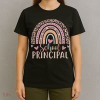 School Principal Rainbow Leopard Funny School Principal T-Shirt thumb 4