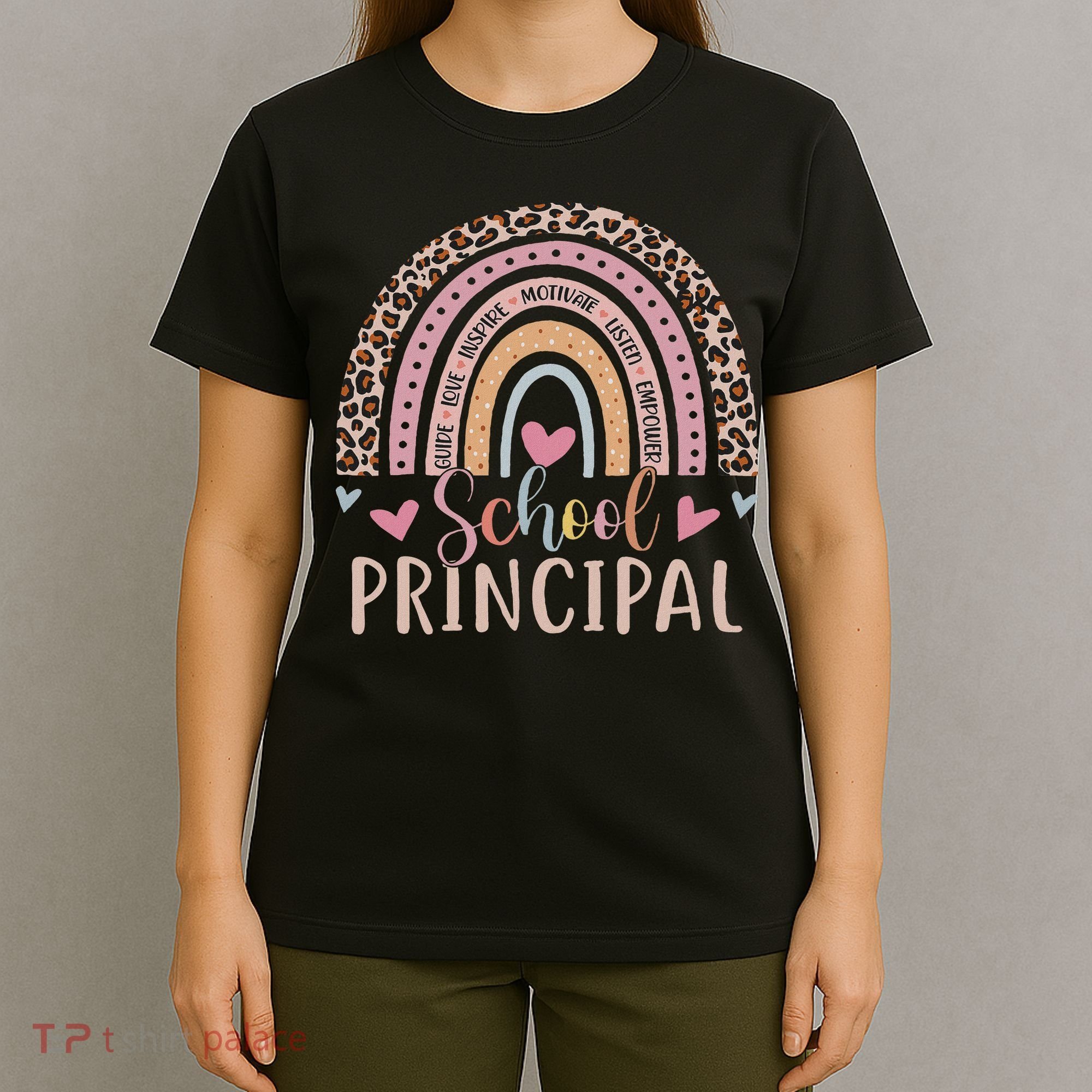 School Principal Rainbow Leopard Funny School Principal T-Shirt
