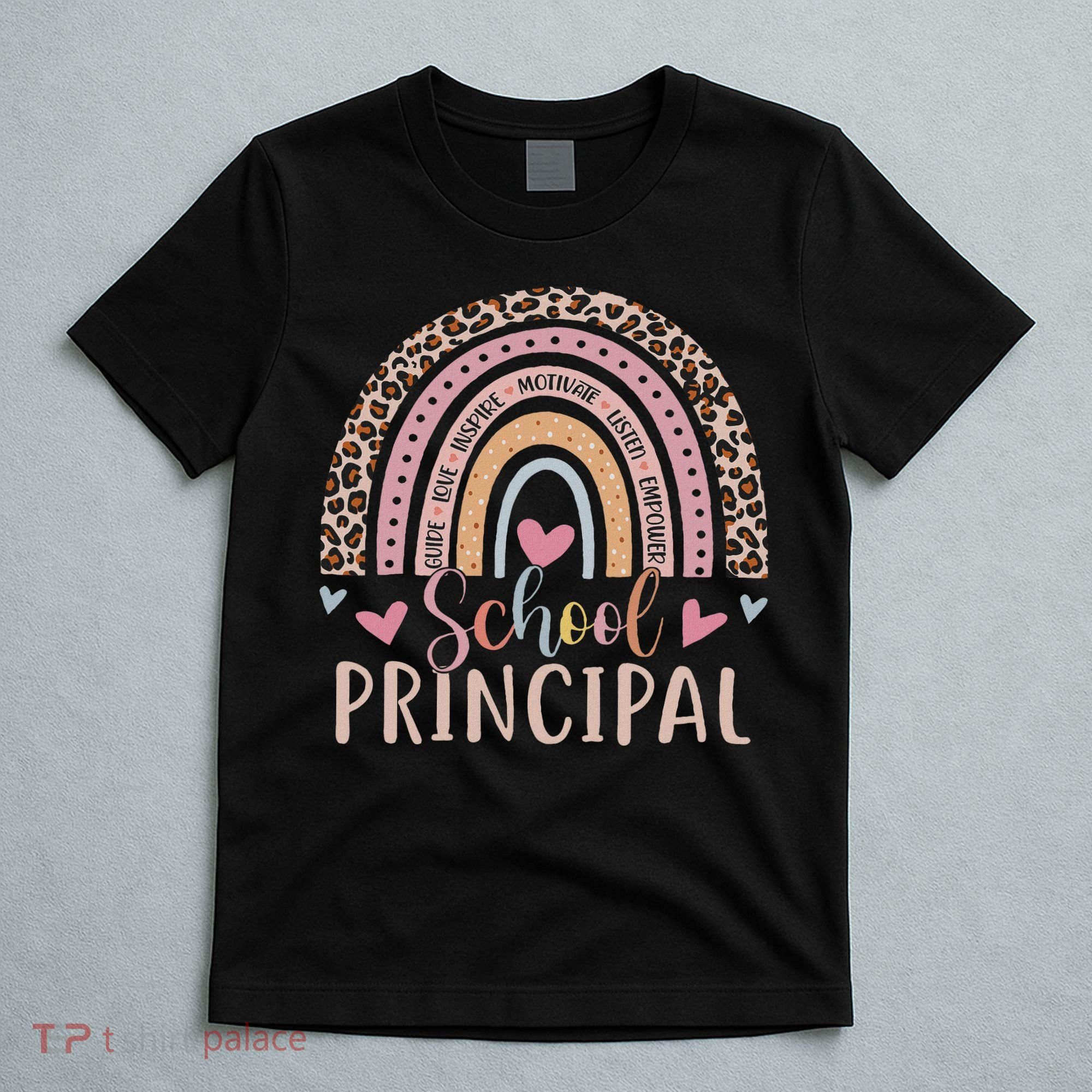 School Principal Rainbow Leopard Funny School Principal T-Shirt