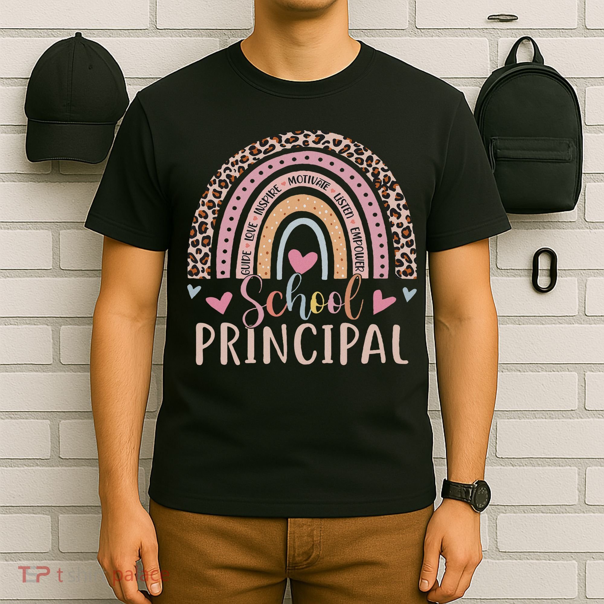 School Principal Rainbow Leopard Funny School Principal T-Shirt