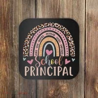 School Principal Rainbow Leopard Funny School Principal Coaster thumb 0