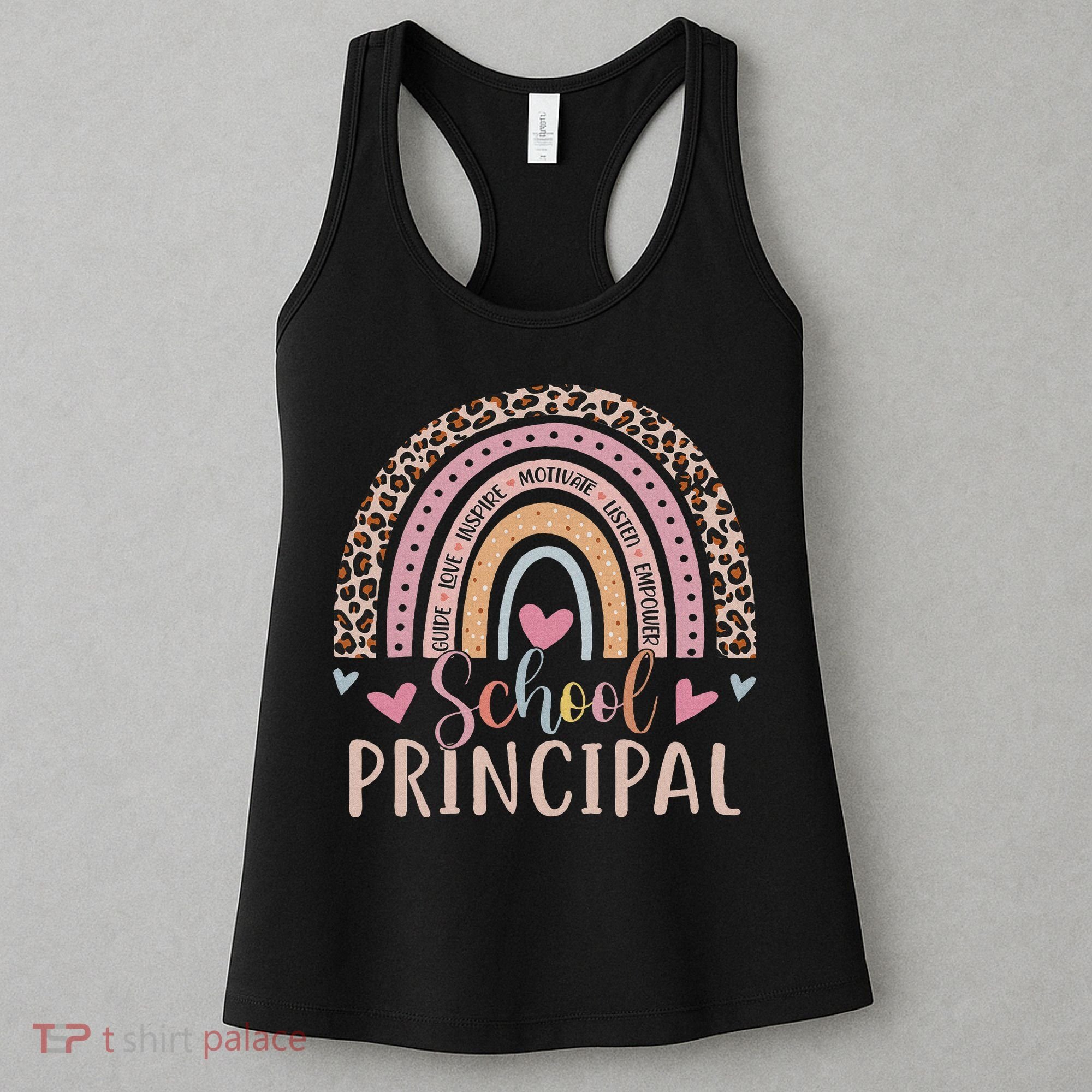 School Principal Rainbow Leopard Funny School Principal Women's Tank Top