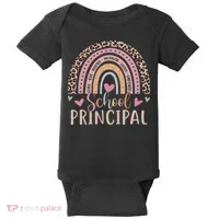 School Principal Rainbow Leopard Funny School Principal Baby Bodysuit thumb 0