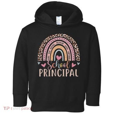 School Principal Rainbow Leopard Funny School Principal Toddler Hoodie