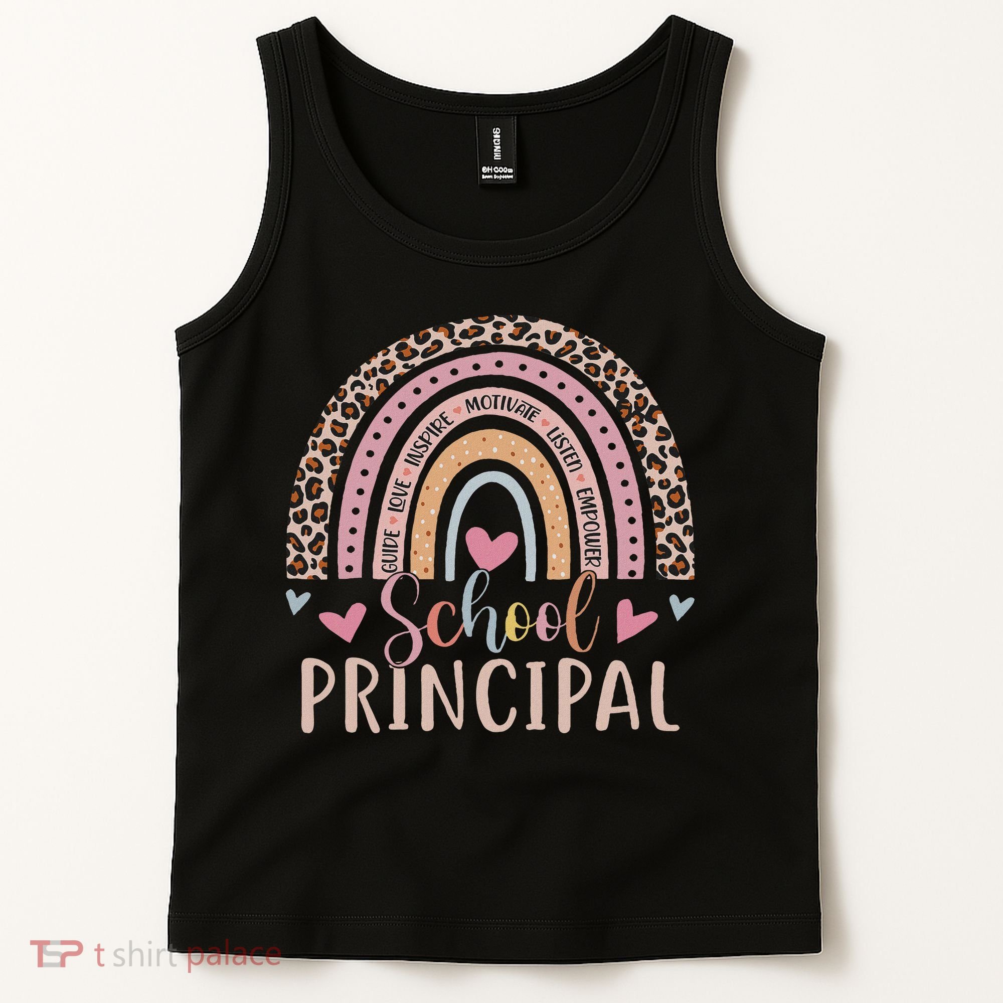 School Principal Rainbow Leopard Funny School Principal Tank Top