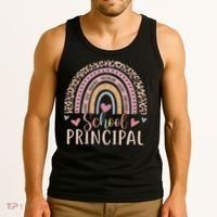 School Principal Rainbow Leopard Funny School Principal Tank Top thumb 3