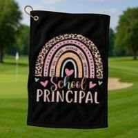 School Principal Rainbow Leopard Funny School Principal Golf Towel thumb 1