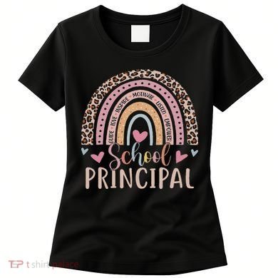 School Principal Rainbow Leopard Funny School Principal Women's T-Shirt
