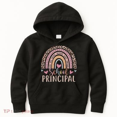 School Principal Rainbow Leopard Funny School Principal Kids Hoodie