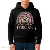 School Principal Rainbow Leopard Funny School Principal Kids Hoodie thumb 4