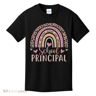 School Principal Rainbow Leopard Funny School Principal Kids T-Shirt